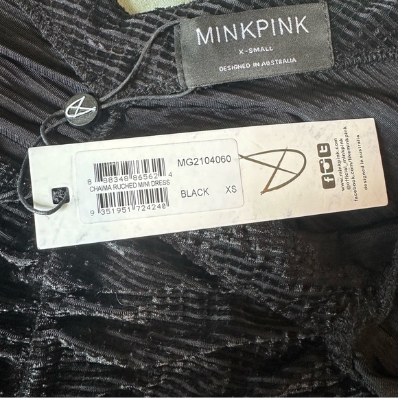 Minkpink | Chaima Black Ruched Mini Dress NWT - Picture 6 of 8